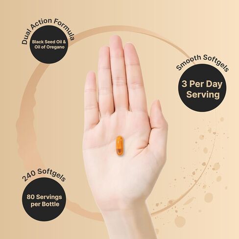 كبسولات هلامية من زيت الحبة السوداء من NatureBell، 3000 مجم لكل حصة، 240 قطعة - تركيبة 2 في 1 مع زيت الأوريجانو والكارفاكرول والثيموكينون - حبة البركة تنتج زيت بذور الكمون الأسود - غير معدل وراثيًا in Kuwait