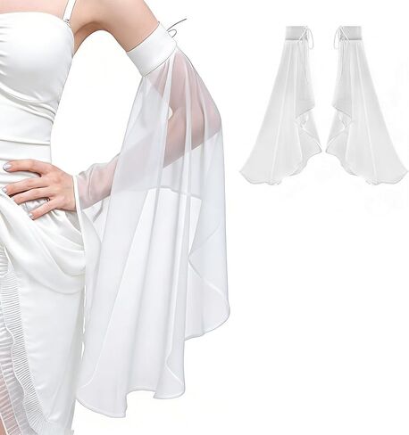 Long Tulle Bell Sleeves for Women, Women's Victorian Long Tulle Gloves with Adjustable Tie Strings in Saudi Arabia