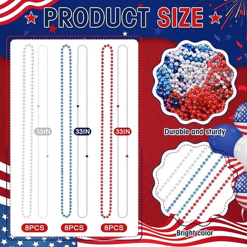Huwena 36 Pcs 4th of July Patriotic Accessories, American Flag Sunglasses, Red White Blue Beads Necklace for USA Party Props in Saudi Arabia