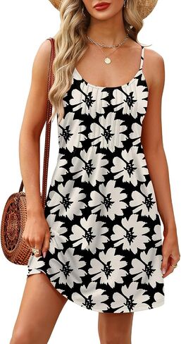 WEESO Summer Boho Dresses for Women Adjustable Spaghetti Strap Fashion Beach Vacation Casual Sundresses with Pockets in Saudi Arabia