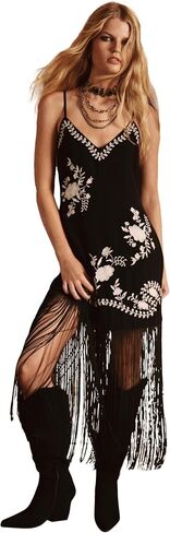 Nasty Gal Women's Hand Embroidered Scallop Tassel Hem Mini Dress in Kuwait