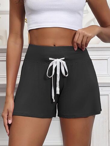 Women's Modal High-Waisted Sleep Shorts, Soft Lounge Shorts with Drawstring Waist (S-XXL) in Kuwait