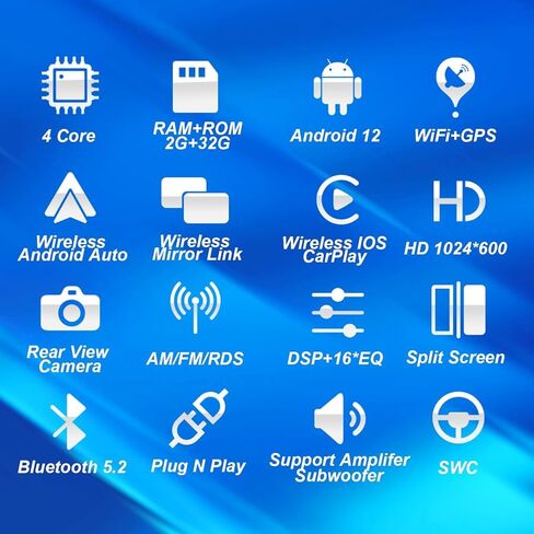 Upgraded Car Radio for Chevy Silverado/GMC Sierra Yukon/Buick Enclave 2007-2012 with Wireless Carplay&Android Auto 8" Ultra HD Touchscreen, AM/FM/RDS, Backup Camera, SWC in Kuwait