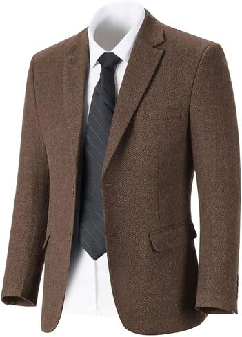 Tweed Herringbone Men's Suit Jackets Retro Slim Fit Sport Coats Blazer Prom Business Casual Men Tux Jacket Wedding Blazers in Saudi Arabia