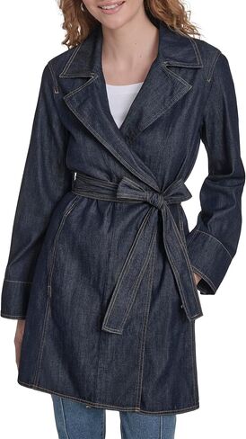Nautica Women's Denim Jean Trench Jacket Outerwear in Kuwait