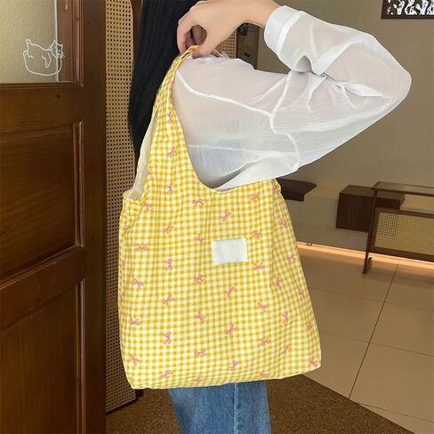 Large Capacity Vintage Eco-Friendly Floral Canvas Tote Bag - Bohemian Style, Casual Shopping Tote for Daily/Work/School in Kuwait