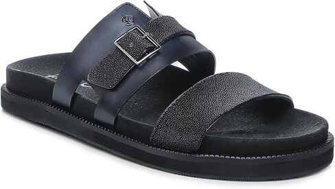 FRANCO CUADRA | Men's Sandal in Premium Black Stingray Leather with Adjustable Buckle 4M7MTTS in Kuwait