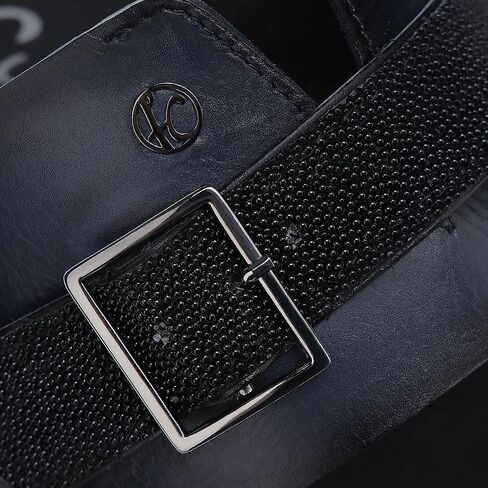 FRANCO CUADRA | Men's Sandal in Premium Black Stingray Leather with Adjustable Buckle 4M7MTTS in Kuwait