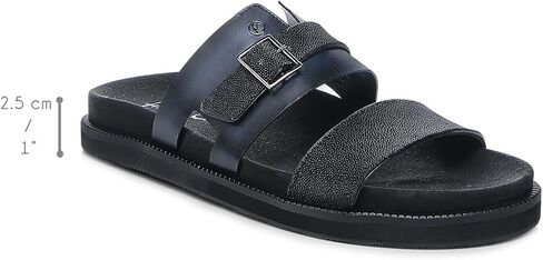 FRANCO CUADRA | Men's Sandal in Premium Black Stingray Leather with Adjustable Buckle 4M7MTTS in Kuwait
