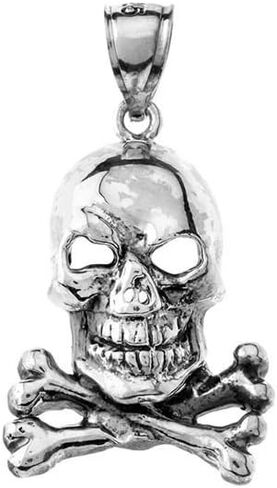 Claddagh Gold Fine Oxidized Sterling Silver Classic Skull & Crossbones Pendant in Saudi Arabia