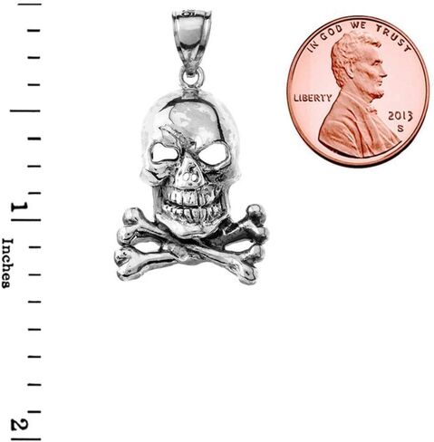 Claddagh Gold Fine Oxidized Sterling Silver Classic Skull & Crossbones Pendant in Saudi Arabia