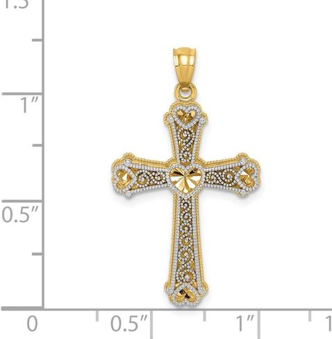 قلادة متقاطعة من الذهب الأبيض والأصفر عيار 14 قيراط بلونين (1.3 × 0.75 بوصة) in Kuwait