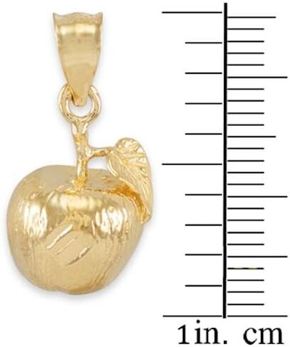 Polished 14k Yellow Gold Leaf and Fruit Charm Apple Pendant in Saudi Arabia