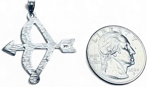 Sterling Silver Bow and Arrow Ochosi 1.35" x 1.15" Pendant in Kuwait