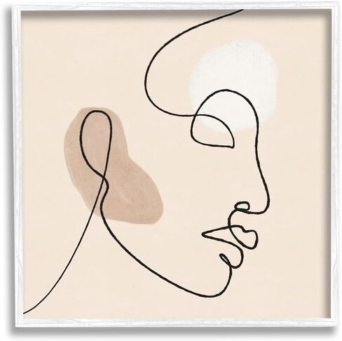 Stupell Industries Minimal Face Line Drawing Abstract Brown Tan Shapes in Kuwait
