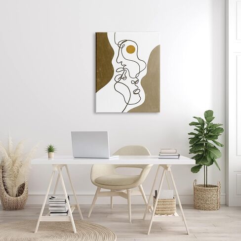 Stupell Industries Tender Faces Line Drawing Abstract Orange Brown Shapes in Kuwait
