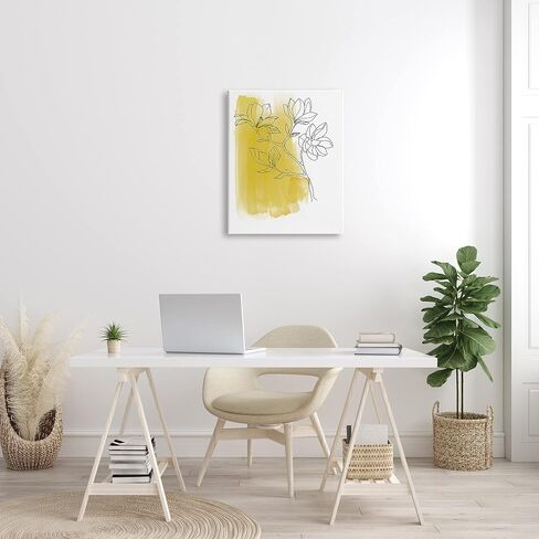 Stupell Industries Tree Blossom Branch Line Drawing Yellow Brush Pattern in Kuwait