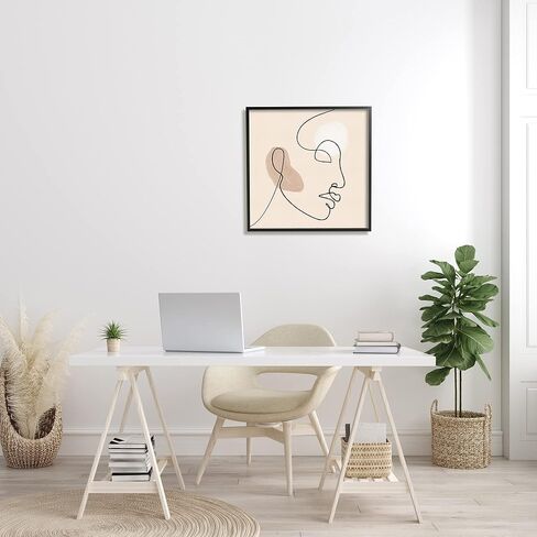Stupell Industries Minimal Face Line Drawing Abstract Brown Tan Shapes in Kuwait