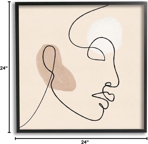 Stupell Industries Minimal Face Line Drawing Abstract Brown Tan Shapes in Kuwait