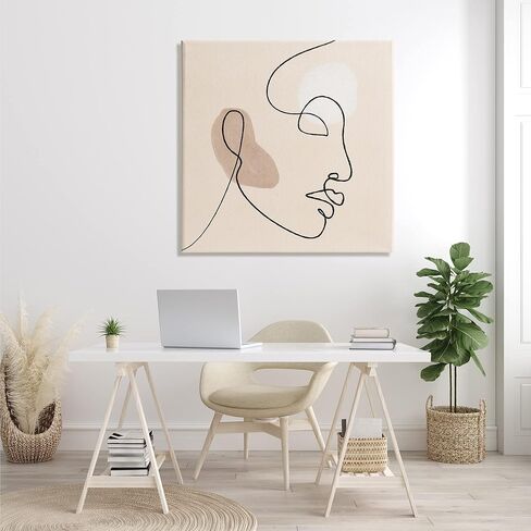Stupell Industries Minimal Face Line Drawing Abstract Brown Tan Shapes in Kuwait