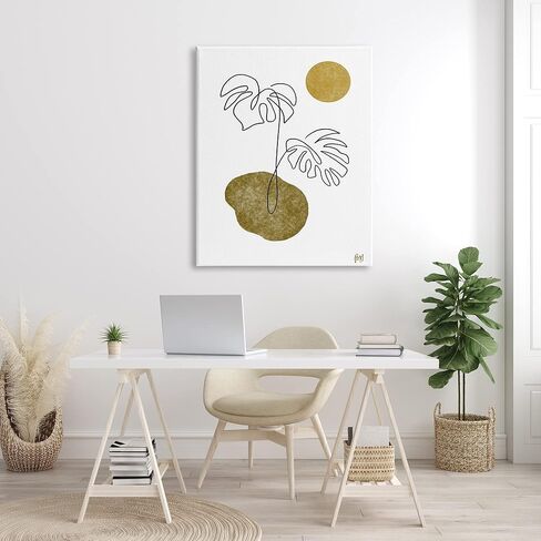 Stupell Industries Tropical Monstera Palms Line Drawing Abstract Desert Sky in Kuwait