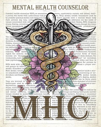 Mental Health Counselor Gift, MHC with Flowers Print, Therapist Gift, MHC graduation Gift, Psychologists Gift, Mental health Professional in Saudi Arabia