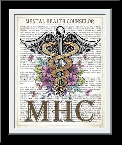 Mental Health Counselor Gift, MHC with Flowers Print, Therapist Gift, MHC graduation Gift, Psychologists Gift, Mental health Professional in Saudi Arabia