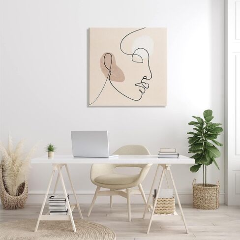 Stupell Industries Minimal Face Line Drawing Abstract Brown Tan Shapes in Kuwait