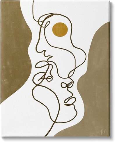 Stupell Industries Tender Faces Line Drawing Abstract Orange Brown Shapes in Kuwait