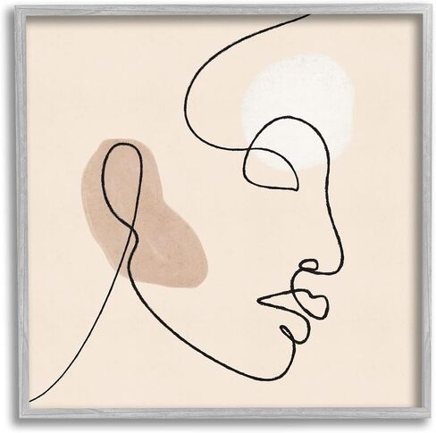 Stupell Industries Minimal Face Line Drawing Abstract Brown Tan Shapes in Kuwait