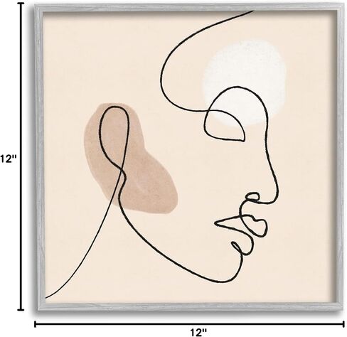 Stupell Industries Minimal Face Line Drawing Abstract Brown Tan Shapes in Kuwait