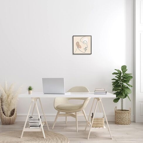 Stupell Industries Minimal Face Line Drawing Abstract Brown Tan Shapes in Kuwait