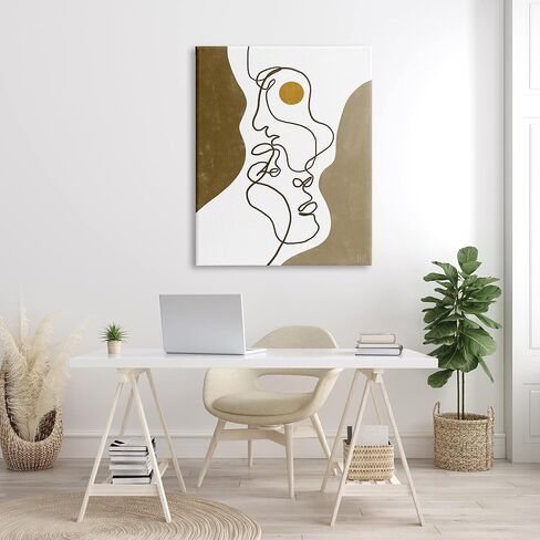 Stupell Industries Tender Faces Line Drawing Abstract Orange Brown Shapes in Kuwait