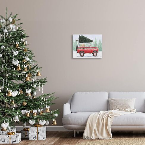 Stupell Industries Red Utility Truck Winter Christmas Tree Snowy Forest in Kuwait