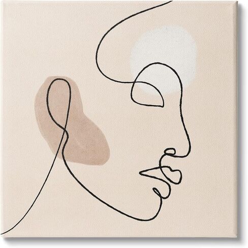 Stupell Industries Minimal Face Line Drawing Abstract Brown Tan Shapes in Kuwait