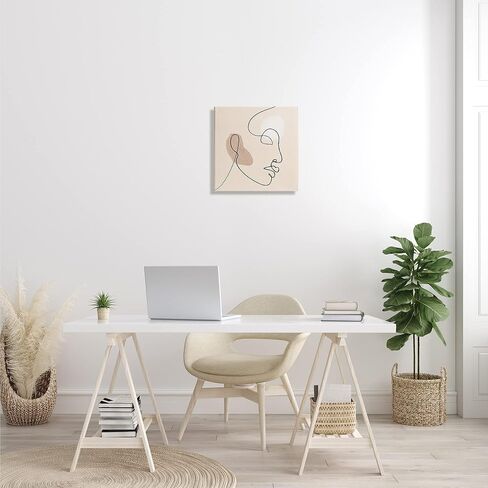 Stupell Industries Minimal Face Line Drawing Abstract Brown Tan Shapes in Kuwait