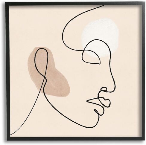 Stupell Industries Minimal Face Line Drawing Abstract Brown Tan Shapes in Kuwait