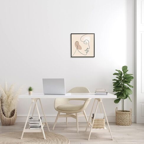 Stupell Industries Minimal Face Line Drawing Abstract Brown Tan Shapes in Kuwait