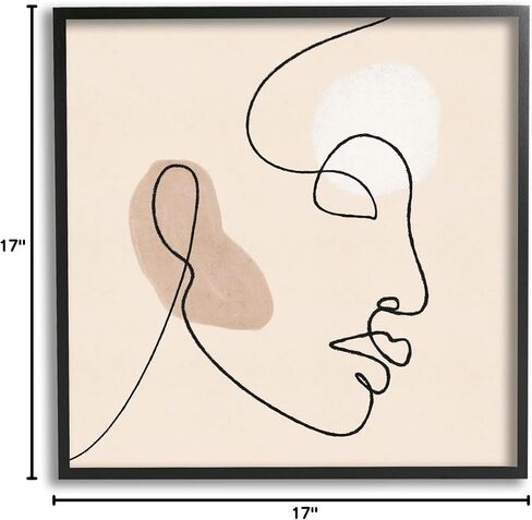 Stupell Industries Minimal Face Line Drawing Abstract Brown Tan Shapes in Kuwait