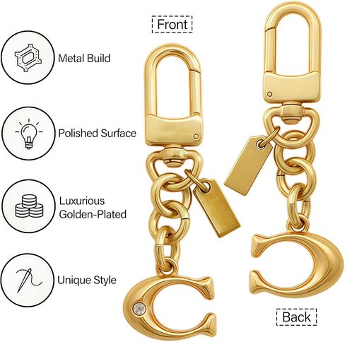 Golden Bag Charms C for Handbags, C Initial Purse Charm Keychain, Wallet Charms Handbag Accessories in Saudi Arabia