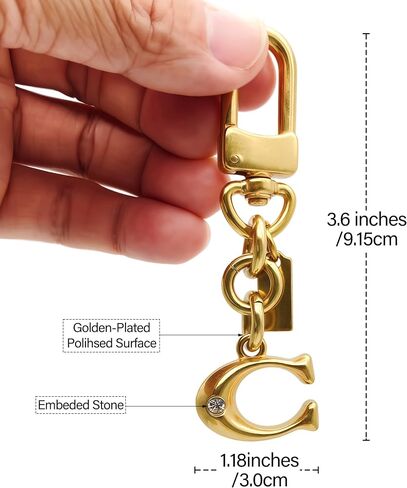 Golden Bag Charms C for Handbags, C Initial Purse Charm Keychain, Wallet Charms Handbag Accessories in Saudi Arabia