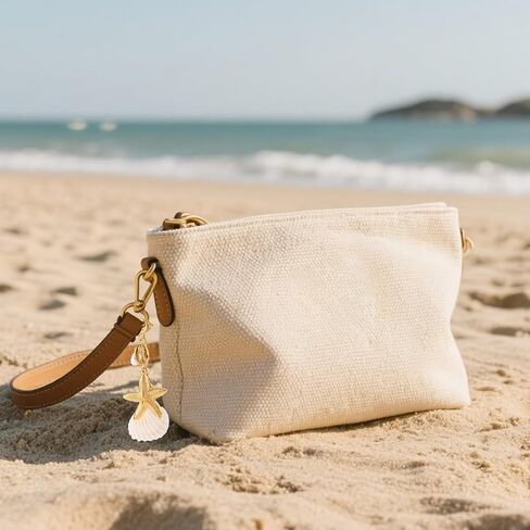 Lyreh 2pcs Beach Shell Keychains, Stylish Dainty Starfish Shell Charm for Bikini Summer Outfit Accessory Keychains for Women in Kuwait