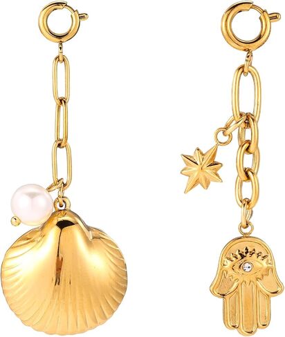Lyreh 2pcs Beach Shell Keychains, Stylish Dainty Starfish Shell Charm for Bikini Summer Outfit Accessory Keychains for Women in Kuwait