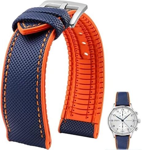 FKM Rubber Sailcloth Nylon Watch Band 20mm 22mm Fluororubber Waterproof Soft Breathable Durable FKM Rubber Watch Band Universal Replacement Band Strap for Men Women in Saudi Arabia