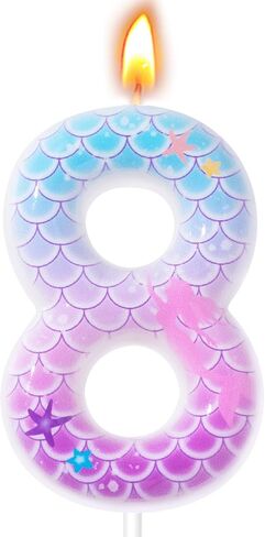 Mermaid Themed Birthday Candles, Number Candles for Birthday Party Cake Decoration Supplies (Pink, Number 4) in Saudi Arabia