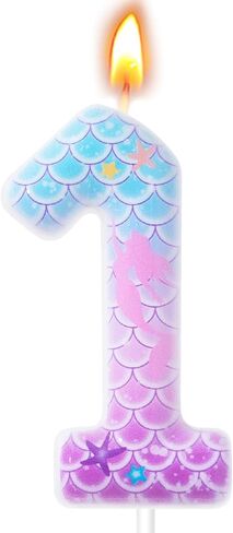 Mermaid Themed Birthday Candles, Number Candles for Birthday Party Cake Decoration Supplies (Pink, Number 4) in Saudi Arabia