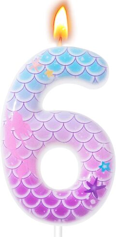 Mermaid Themed Birthday Candles, Number Candles for Birthday Party Cake Decoration Supplies (Pink, Number 4) in Saudi Arabia