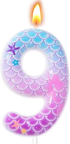 Mermaid Themed Birthday Candles, Number Candles for Birthday Party Cake Decoration Supplies (Pink, Number 4) in Saudi Arabia