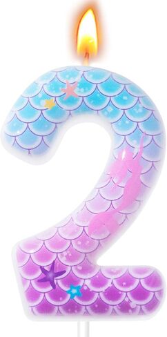 Mermaid Themed Birthday Candles, Number Candles for Birthday Party Cake Decoration Supplies (Pink, Number 4) in Saudi Arabia