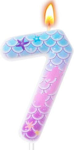Mermaid Themed Birthday Candles, Number Candles for Birthday Party Cake Decoration Supplies (Pink, Number 4) in Saudi Arabia